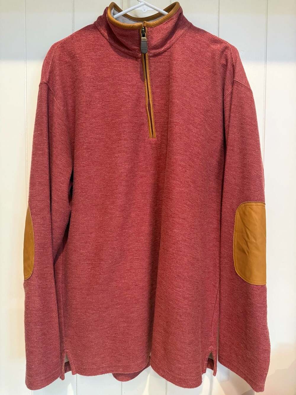 Orvis Men's Quarter-Zip Sweater with Leather Elbow Patches and Trim